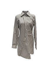 KBB by Kahlana Asymmetrical Striped Cotton Shirt Dress