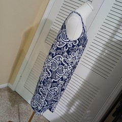 Apt 9 Small Halter Style Beaded Rounded-v-Neck Royal Blue White paisley A-line