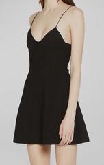 $1010 Dsquared2 Women&rsquo;s Black Sleeping Seamed V-Neck A-Line Dress Size S