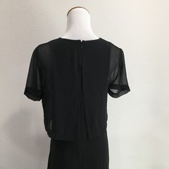 BCBGMAXAZRIA Black KRISTY Overlay Split Back Short Sleeve Dress Womens sz XS