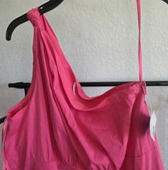 JW Style Pink Solid One Shoulder Sleeveless Lightweight Maxi Dress XL Long