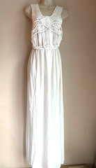 Cupshe Knit Semi Sheer Swim Cover-Up Maxi Dress White Macrame Beach Vacation