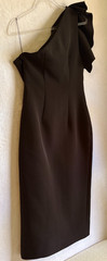 Acler Lynch Black One Shoulder Button Detail Midi Dress AU10/US6 EUC