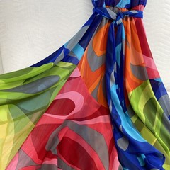 Soft Surroundings Carnivale, Abstract ,Mod, 60&rsquo;s Inspired, Cruise Maxi Dress L