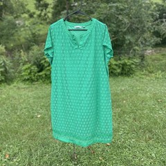 Isaac Mizrahi Live Green Circle Lace Dress With Lining Size 1X