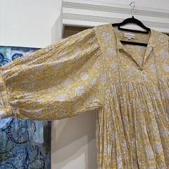 Daughters of India Size L Kyra Mini Dress Cumin Yellow A Line Batwing