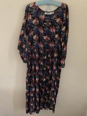 O/S M/L Vintage Le Mieux Floral Boho Dress Dark Cottagecore Witch Layer 80s 90s
