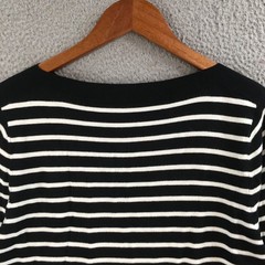 LOFT Striped Sweater Dress Womens Large Black White Long Sleeve Pullover Casual