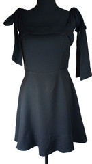 Blue Rain Black Mini Dress Sz Medium w/ Pockets Tie up Shoulder Straps Party