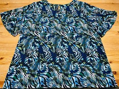 TACERA Dress Womens 2X Blue Zebra Print Shift Sheer Tunic Plus Size w/Necklace