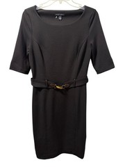 Banana Republic Black Tall 8 Sheath Dress With Belted Waist & 3/4 Sleeves Dress