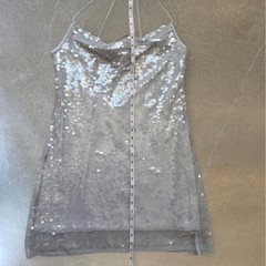 Sequin open back mini dress
