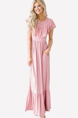New Pretty in Pink Pocket Ruffles Casual Dress Size Medium