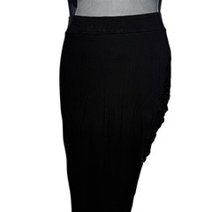 Silence Noise Mesh Bodycon Midi Dress Medium Black Sleeveless Asymm Sexy Goth