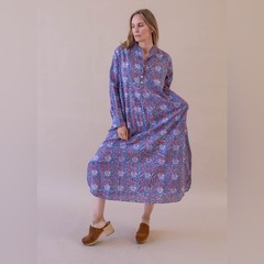 Mille Resort & Travel Maxi Belljar Long Sleeve Maxi Dress Floral Batik Print