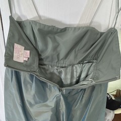 Marc Bouwer Glamit! Green/Gray Solid Silk Satin A-Line Strapless Zip 10