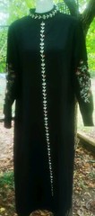 MAI & FUN Middle Eastern Moroccan Arabic Style Black Floral Kaftan Dress Size XL