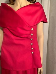 WOMENS LARGE-XLG?? 2 PIECE DARK PINK NANCY NEIL PEARL BUTTON FRONT FORMAL DRESS