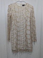 Pretty Little Thing Sequined Gold Party Dress Size 6 New Years Bridal Wedding