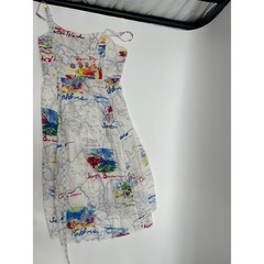 GAP Medium 100% Rayon Travel Print Midi Slip Dress Map Coastal Vacation