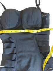 Superdown Black Bondage Strap Bodycon Mini Dress Size Small Zip Back Club Party