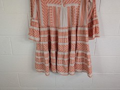 Devotion Twins Dress Womens S Orange Peach Ella Embroidered Tunic Tiered Boho