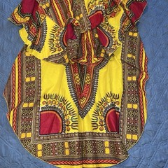 African Ankara Geometric Strapless Sweetheart Hi-Low Ruffle Dress One Size