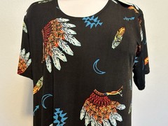 NWT JOSTAR Slinky LONG DRESS Poly Spandex Knit TRAVEL Black Feather sz.Large