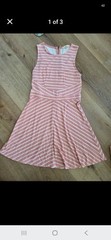 Juniors MEDIUM Rewind Pink White Stripped Dress
