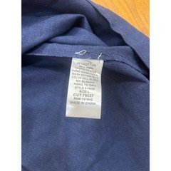 SHE + SKY Navy Linen Blend Button Front Tie Waist Shirt Dress Size L NWT