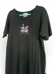 Quacker Factory Black Beaded Winter Christmas Maxi Dress Snowmen Teacher Holiday