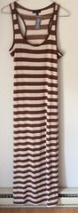 Maxi Dress Active Basic Wet Seal Racerback Brown Stripe Poly Blend Size M NWT