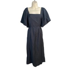 A New Day Midi Dress Womens Medium Black Flutter Sleeve Boho Minimalist Cottage
