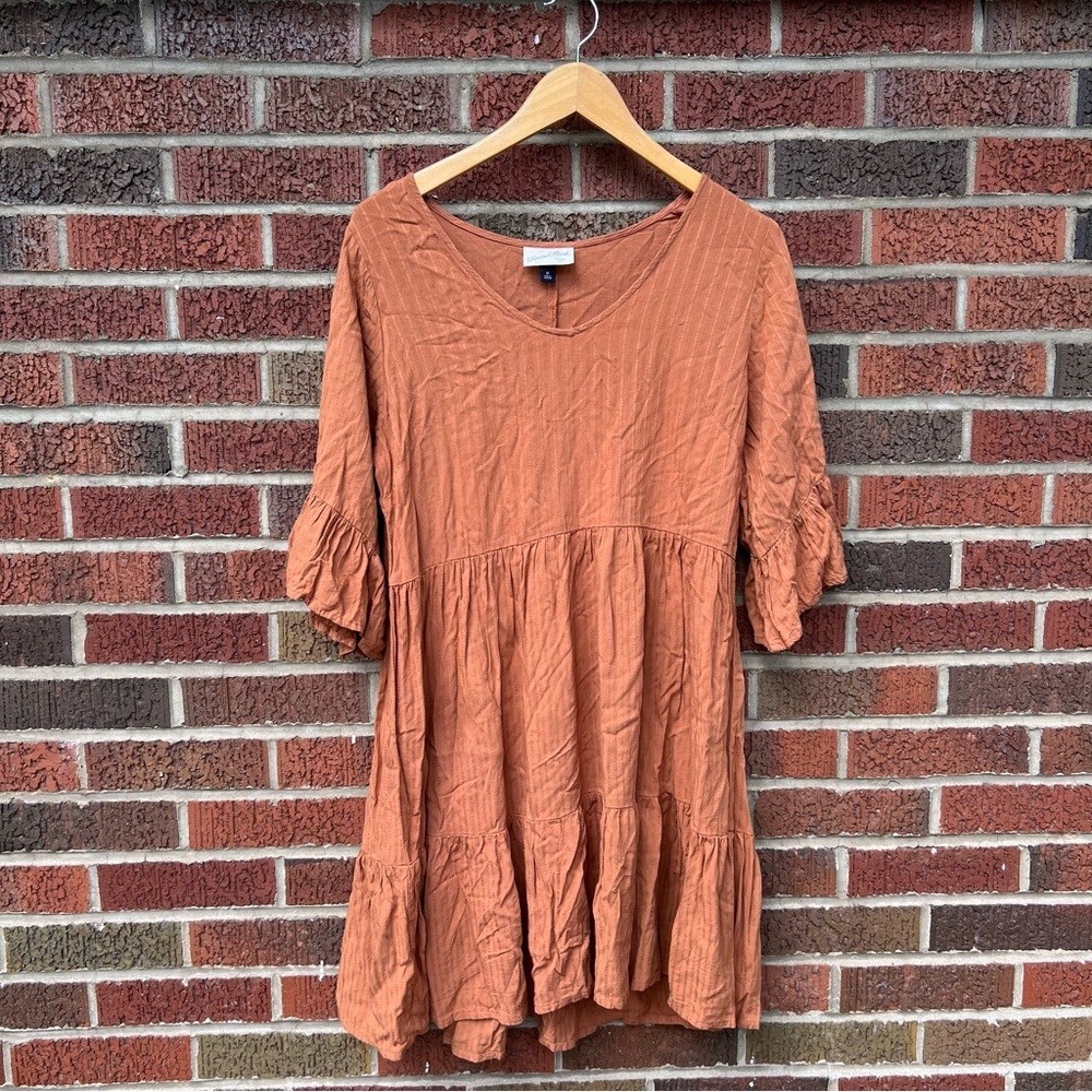 Universal Thread Rusty Orange 1/2 Sleeve Peasant Mini Dress