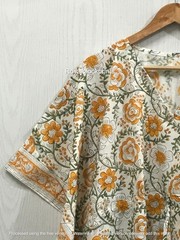 Indian Hand Block Print 100% Cotton Long Beach Maxi Kaftan Dress Caftan Kimono