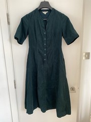Seasalt Women&rsquo;s Wightwick Dress Loch Green Size UK 8 Micro Cord Button Front Vgc
