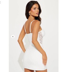 ​Fashion Nova Jamie Corset Lace Mini Dress White Size M NWT