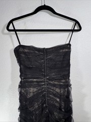 BCBGMaxazria Dress Size Small Black Nude Lace Ruched Bodycon Y2K Cocktail Club