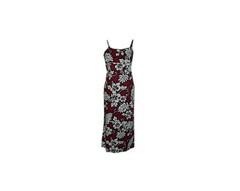 Hawaiian Cotton Long Red White Hibiscus Spaghetti Strap Dress-S,M,L,XL,2XL,3XL