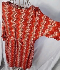 Drawstring Waist 3/4 Cuff Sleeves Key Hole Back With Button Close