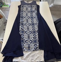 It A Way Of Life Dress Large Blue And White Dry Clean Only