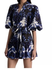 Alice + Olivia Women&rsquo;s Cora Mini Shirt Dress In Regal Retreat NWT XL $495