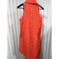 Finley Audio Tech Noir Minimalism Sleeveless Button Front Tunic Coral Citrus