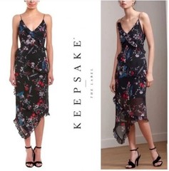 Keepsake The Label Paperthin Floral Botanical Ruffle Midi Dress Woman&rsquo;s LARGE