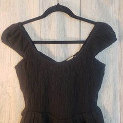 American Eagle Dress Womens Small Black Puff-Sleeve Classic Preppy