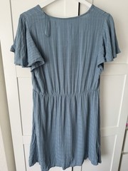 Primark Slate Blue V-Neck Short Sleeve Flutter Dress Day Mini Dress⁠ Size 14