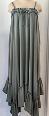 New THREE BIRD NEST Boho Beach Khaki Tier Ruffled Heavenly MAXI Flowy DRESS M