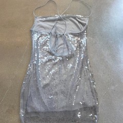 Sequin open back mini dress