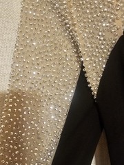 Xscape Black/Gold Rhinestone Mesh Halter Long Sleeve Gown Formal Size 4