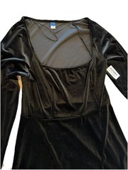 New Womens Large Black Velvet Long Sleeve Dress Old Navy